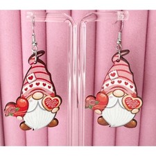 Gnome Valentine Earrings Light Wearing Hook Backing