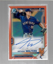 Anthony Walters 2021 Bowman Chrome Orange Refractor Auto 10/25 Autograph Rc