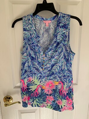 Lilly Pulitzer Women's Small  Pelican Jungle Flowered Multi-color Top