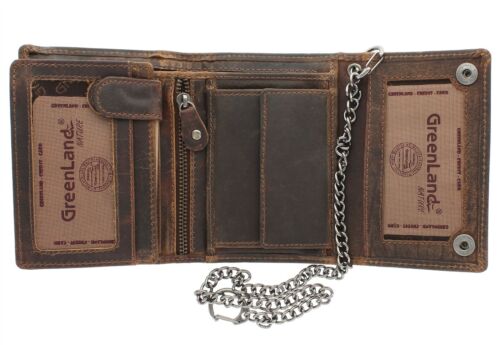 Greenland-Nature MONTANA Gents Leather Biker Wallet With Security Chain 191 - Picture 1 of 8