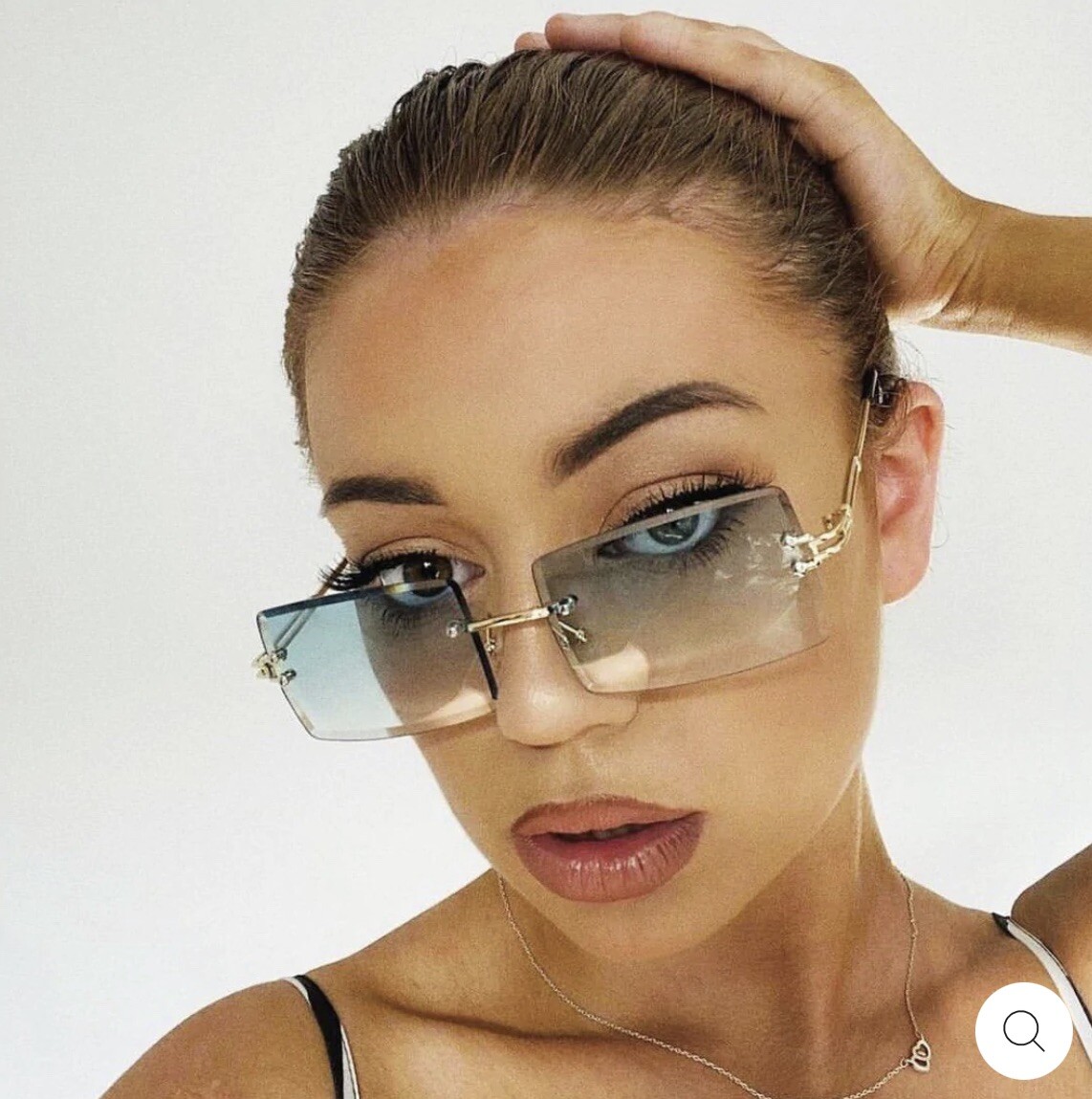 Trendy Green Rimless Sunglasses for Women-image