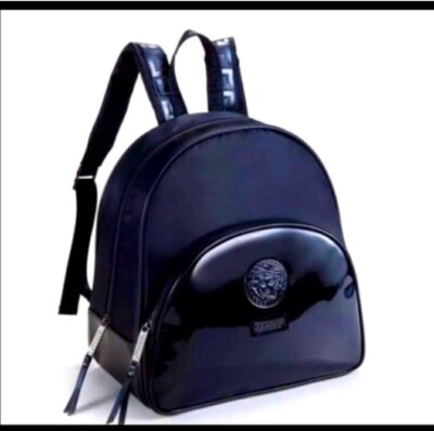 Versace Parfums Black Medusa Logo Adjustable Strap Backpack