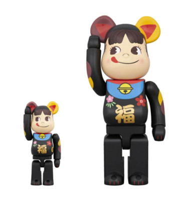 BE@RBRICK Lucky Cat Peko-chan Good Luck Black 100% & 400% Neu