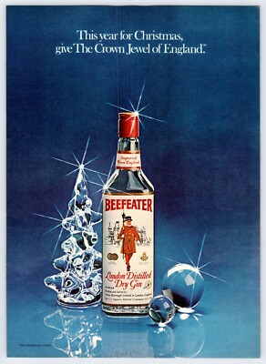 1980 CHRISTMAS BEEFEATER DISTILLED GIN Vintage 8''X11'' Magazine Ad 1980's JNA6
