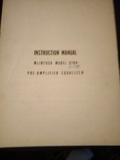 McIntosh C-109 Owners Manual Pre-Amplifier Equalizer Photocopy