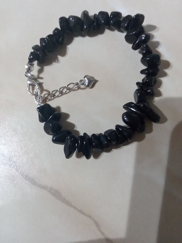 Black Obsidian Chip Gemstone Bracelet - Picture 5 of 5