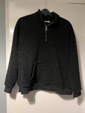 Ladies L Fleece Teddy Bear Faux Fur Jacket Fluffy Black Polyester