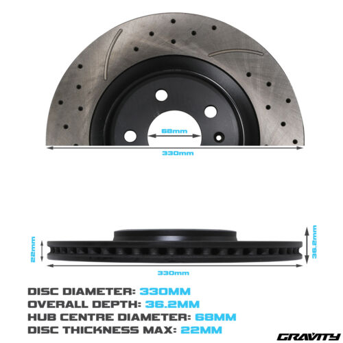 DISCOS DE FRENO TRASEROS RANURADOS PERFORADOS 330MM PARA AUDI A6 C7 Y A7 4G8 12+ - Imagen 2 de 9