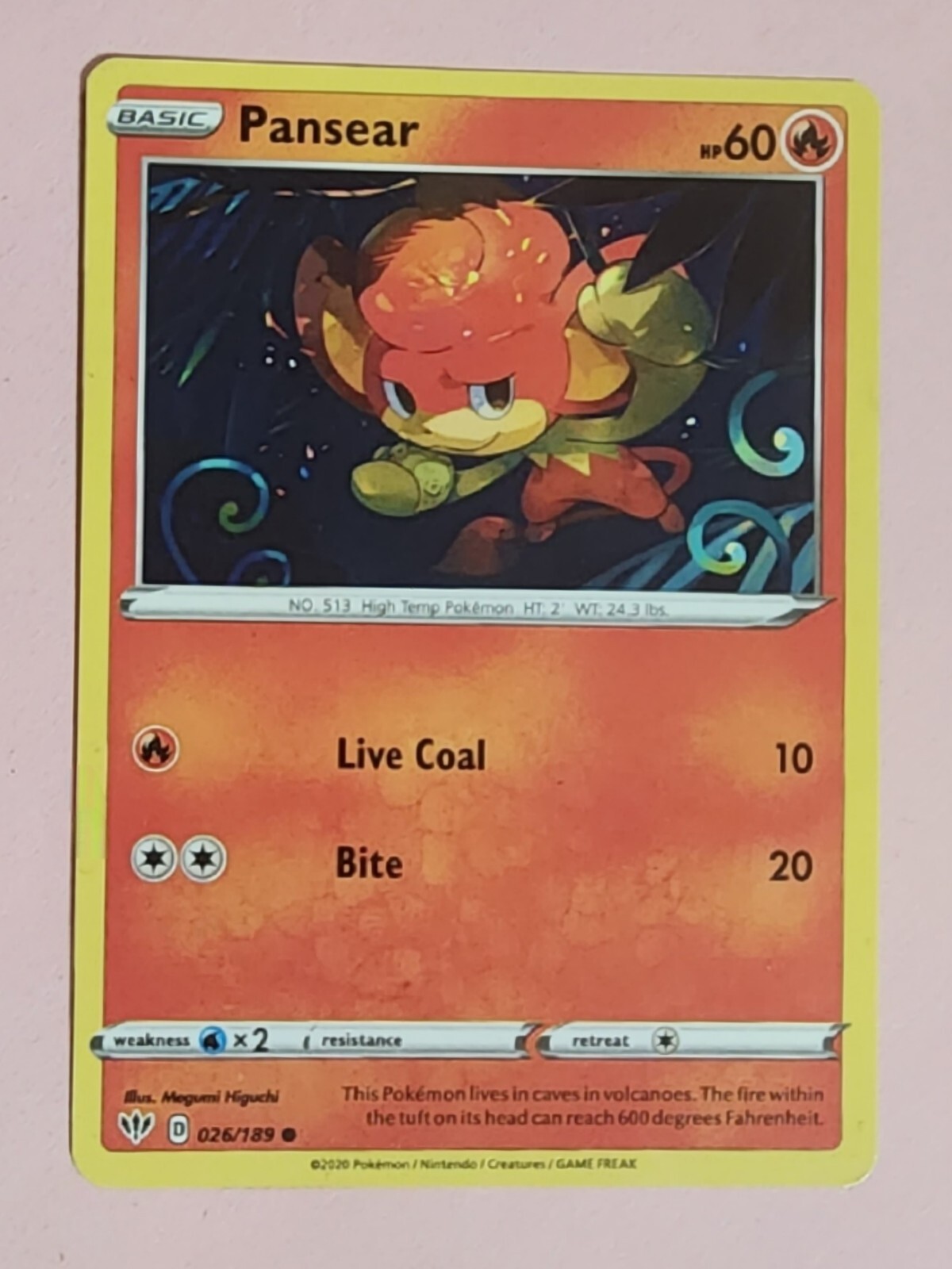 2020 Pansear 26/189 - Darkness Ablaze - NM Pokémon TCG