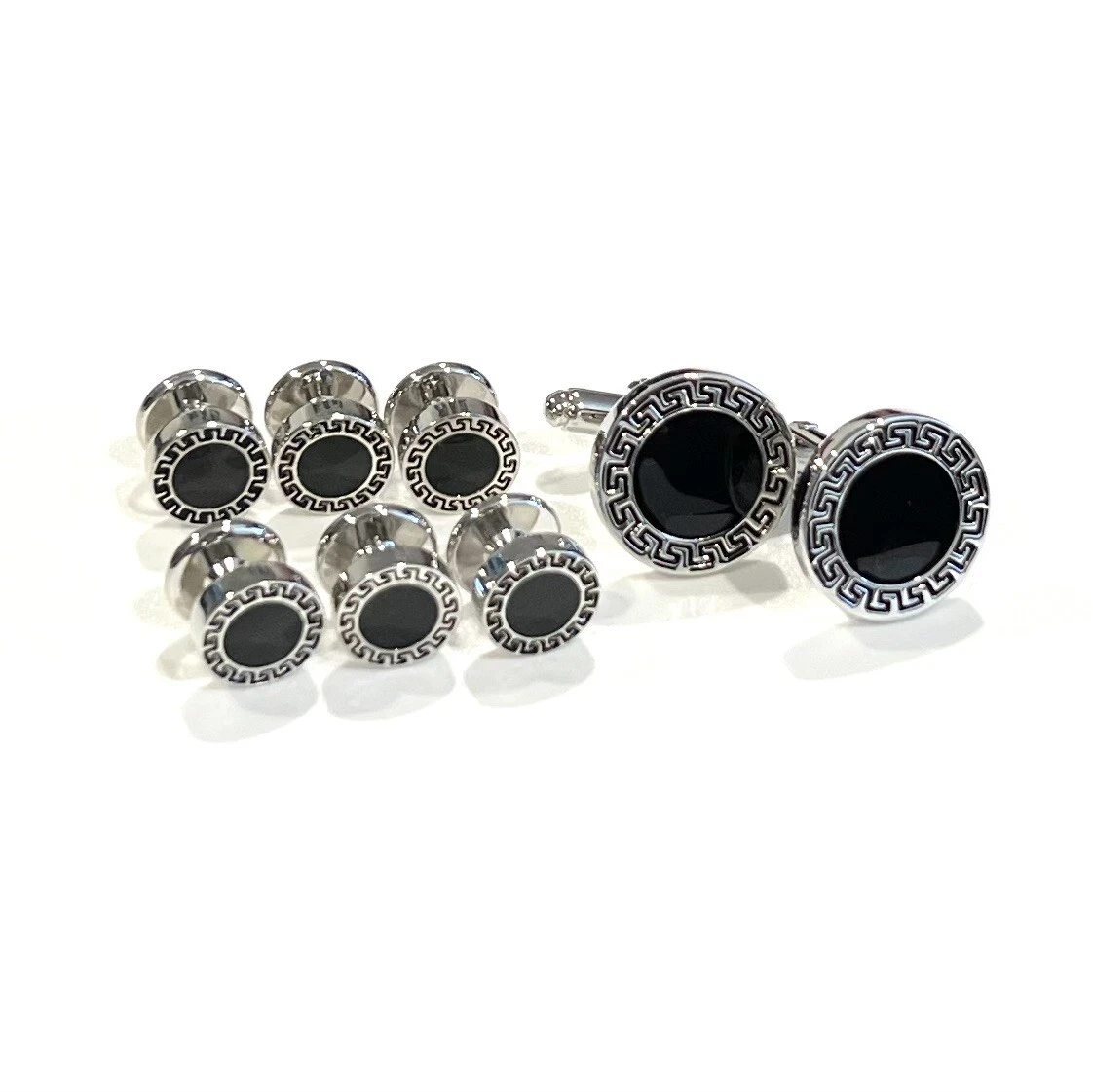 mens evening dress shirt studs Men's Gold and Black Onyx Stone Dress Studs main image 0