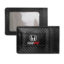 Honda Civic Type-R Black Carbon Fiber Patterns RFID Blocking Wallet Money Clip