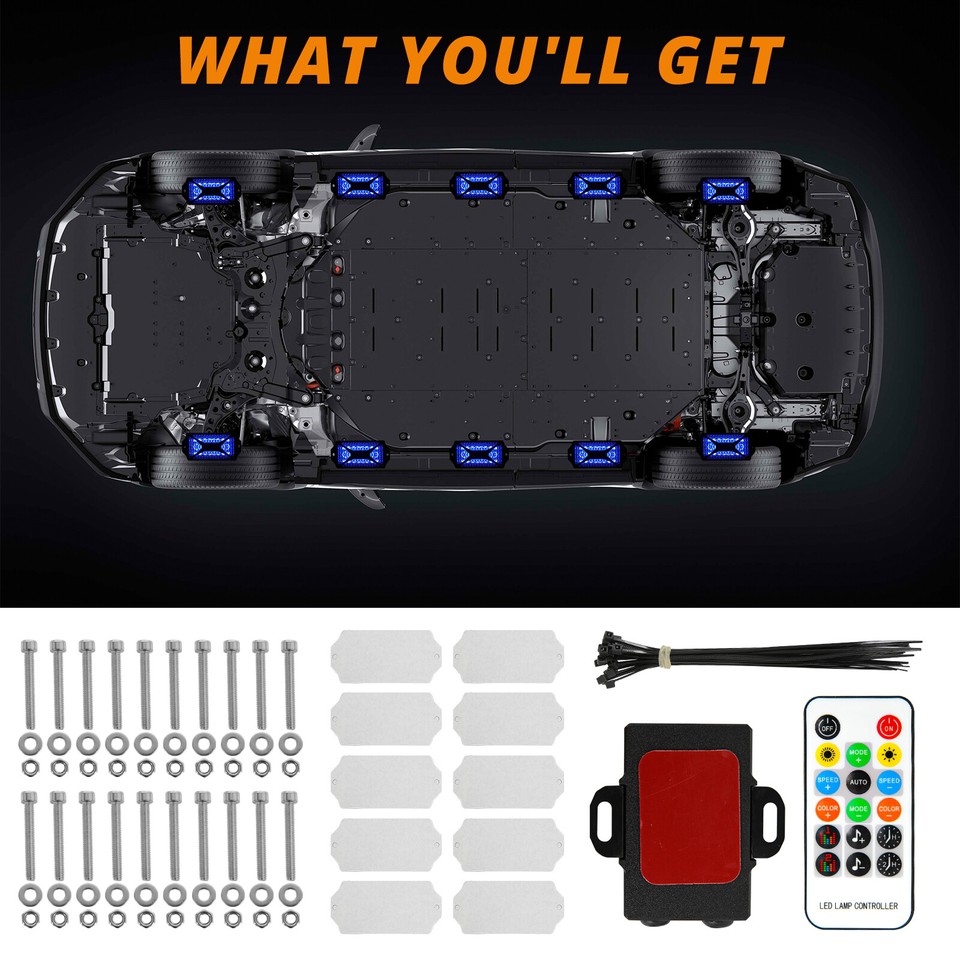 10 Pods RGB LED Rock Lights Underbody Light For Can am Maverick X3/Max