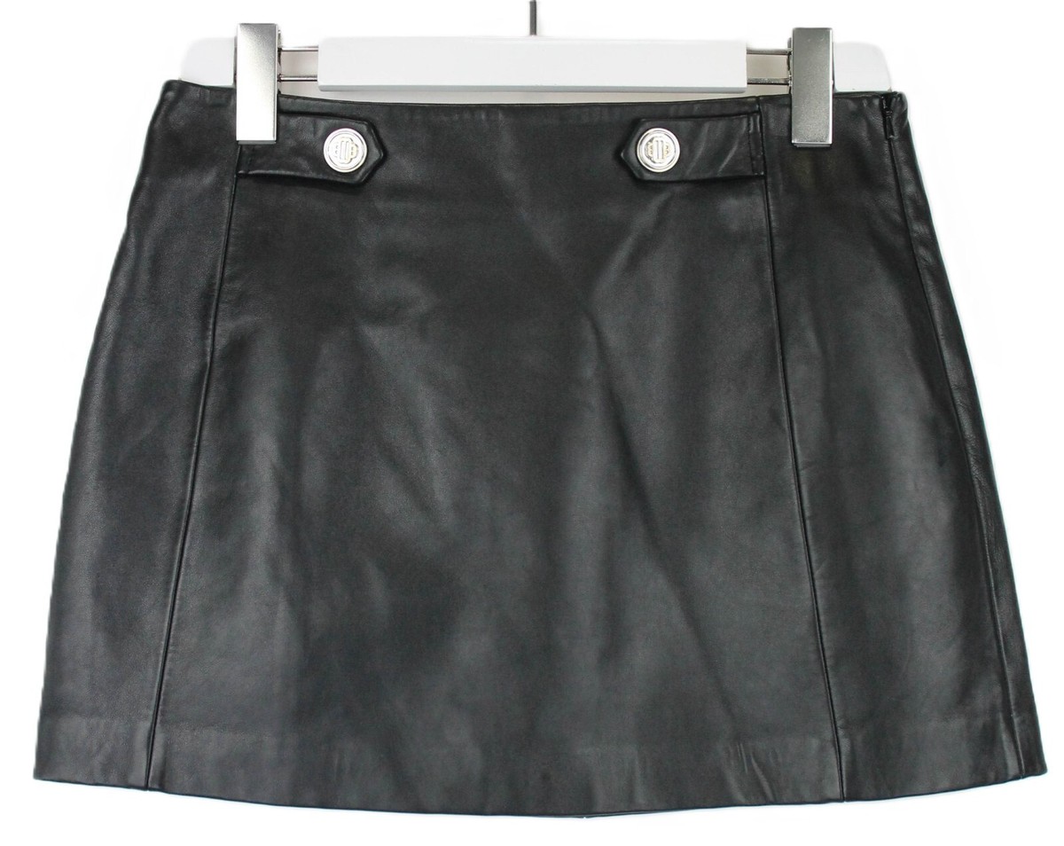 MAJE Jianou Skirt Women's EU 40 Lamb Leather Zip Shorts 2in1 Black