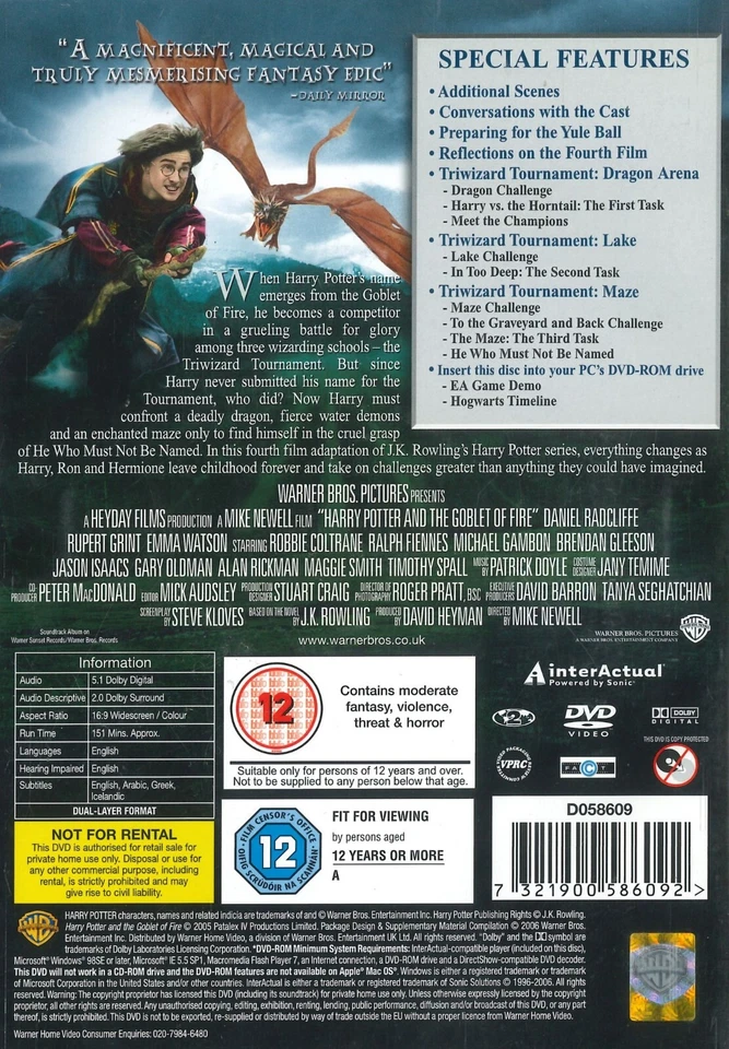 Harry Potter And The Becher Of Fire (2005) 2-Disc Edition DVD, Daniel Radcliffe - Bild 2 von 2