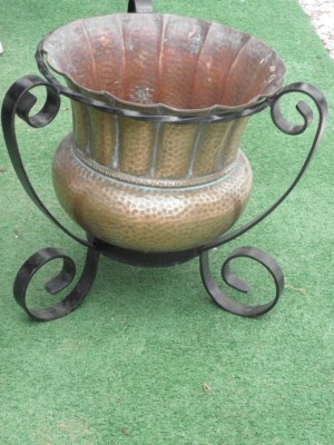 vintage Copper Vase Pot stand Arts Crafts Planter flower plant wrought iron  old | eBay