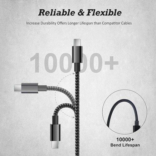 3X USB A Type C Charging Cable Charger For Samsung S24 S23 S22 S21 S20 Ultra S9 - Picture 3 of 12