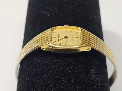 Vintage Helbros Quartz Gold Tone Ladies Watch Mesh Band Safety Chain New Battery - Picture 6 of 8