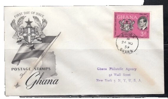 Estampillas de la realeza de primer día cubierta Ghana