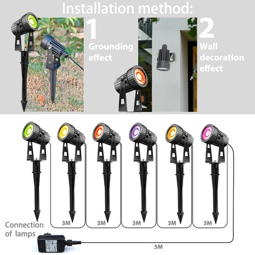 6er LED Gartenstrahler RGBW mit Fernbedienung Gartenspot außen Gartenbeleuchtung - Bild 11 von 16
