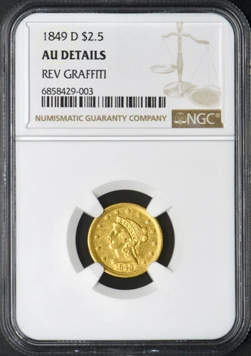 1849-D $2.5 Gold Liberty Head Quarter Eagle - NGC AU Details - ✪COINGIANTS✪