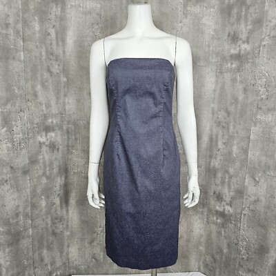 Vintage 90s Y2K Esprit Size M Dear Society Blue Denim Strapless Pencil Dress