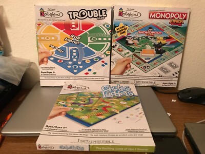 Colorforms Hasbro Games Trouble #19165 Monopoly Jr #20465 Chutes Ladders #19166