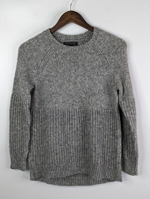 Banana Republic Italian Wool Blend Grey Hi-Low Hem Shaker Knit