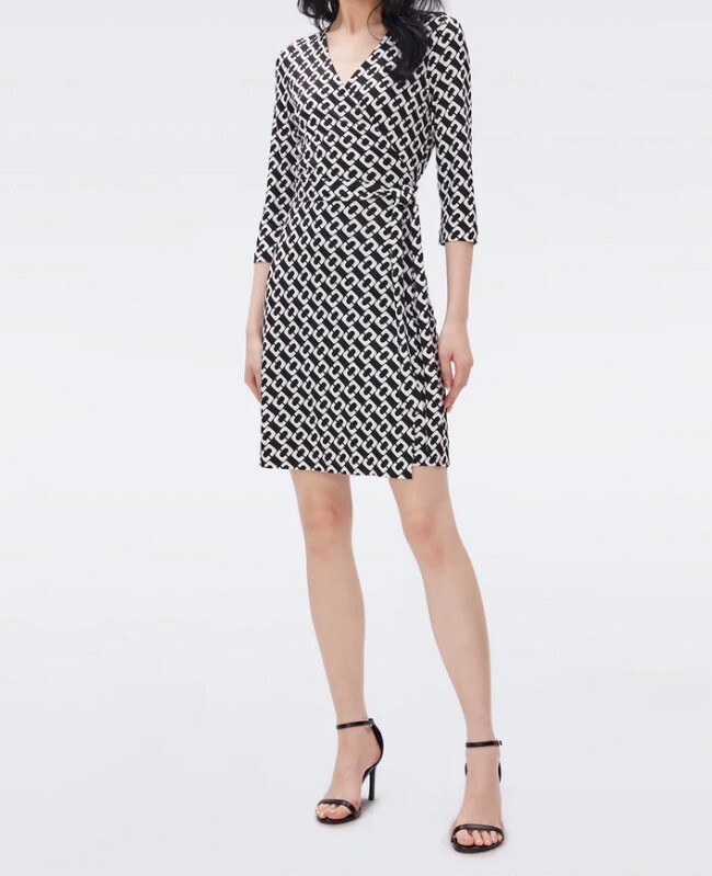 578 Diane Von Furstenberg New Julian Two Vintage Chain Link Wrap Dress