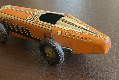 1930's vintage Marx Tin Litho BoatTail Race Car #711 (no windup or driver) 13” - Picture 5 of 8