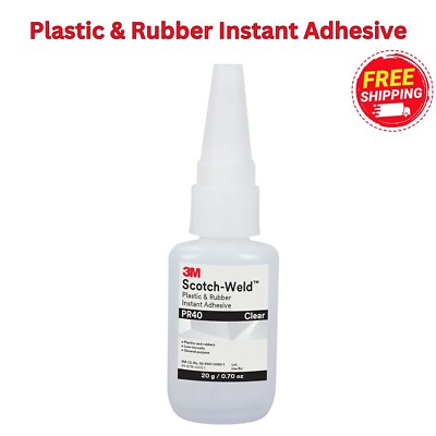 3M Scotch-Weld Plastic & Rubber Instant Adhesive PR40, Clear, 20 Gram Bottle
