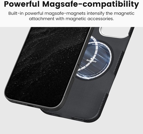 PITAKA Custodia Magnetica per iPhone 16 Pro Max Leggera e Sottile Fibra Aramidica - Foto 6 di 7