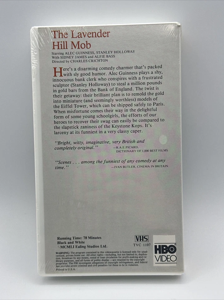 The Lavender Hill Mob 1951 VHS Alec Guiness Ealing Comedies Hard Case SEALED NOS - Image 2 of 4