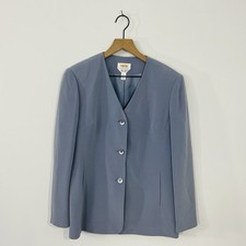 Talbots Petite Pure 100 Silk Blazer Jacket With Three Buttons Muted Sky Blue