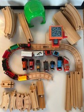 Large Lot of Thomas The Train Wooden Wood 50 Tracks, Engines, Bridges And More