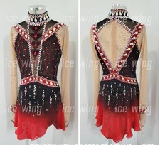 Figure Skating Dress Ice Skating Dress red dyeing Competition Skating Wear