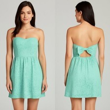 Aqua Strapless Lace Fit & Flare Dress open back– Size Medium