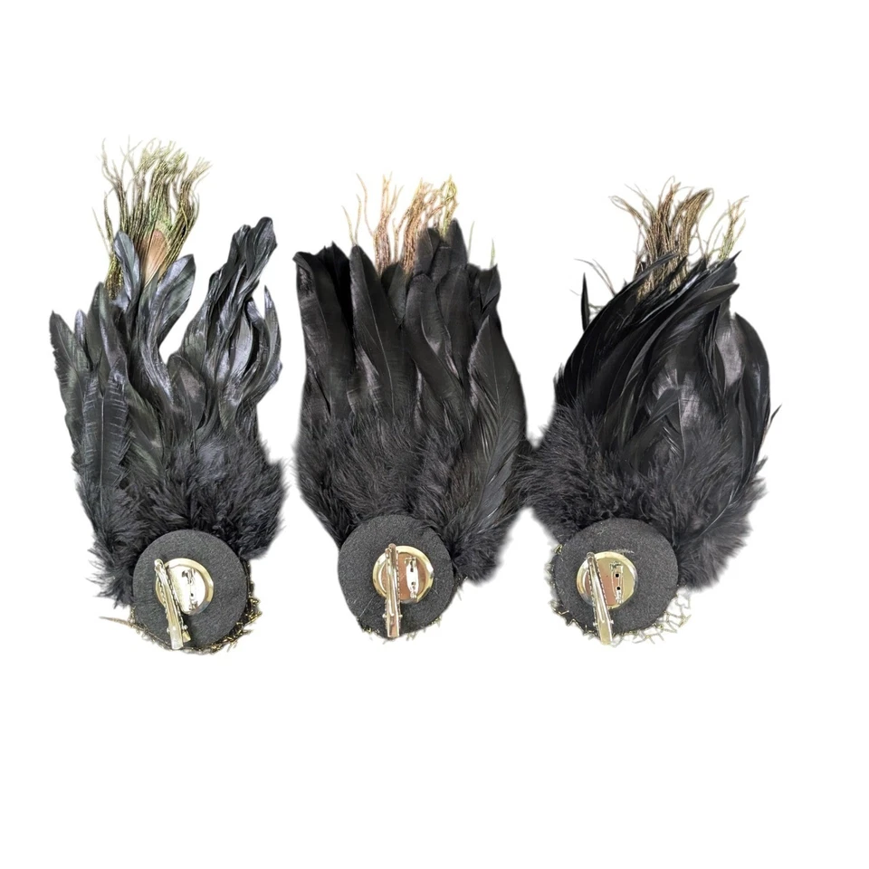 20s Peacock Feathers & Jewels Hair Clip/Brooch Set of 3 Showgirl Burlesque - Image 2 of 2