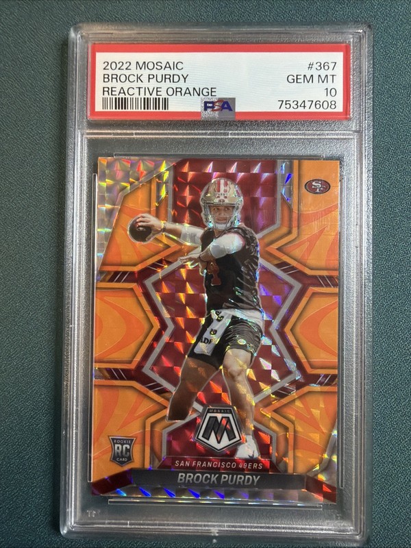 2022 PANINI MOSAIC REACTIVE ORANGE #367 BROCK PURDY ROOKIE RC PSA 10