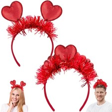 2 PCS Valentines Day Heart Headband Love Hair Accessories Women Girls Red