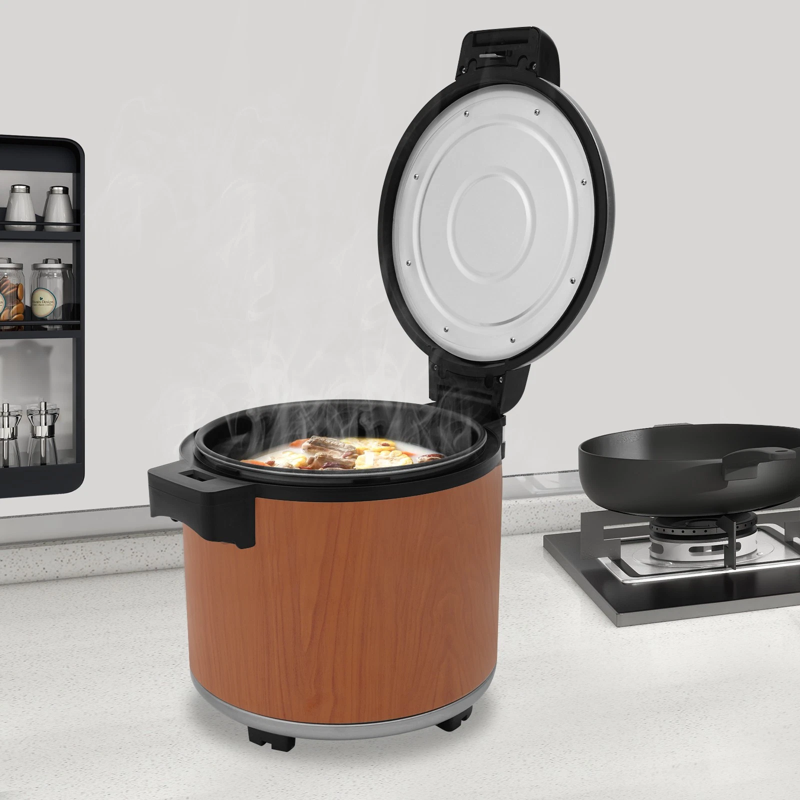 23L Brown 201 Stainless Tabletop Electric Rice Warmer Commercial Rice Cooker