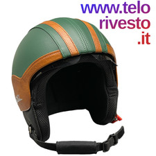 Casco In Pelle Personalizzabile Vespa Verde Marrone Special Vintage S M L XL