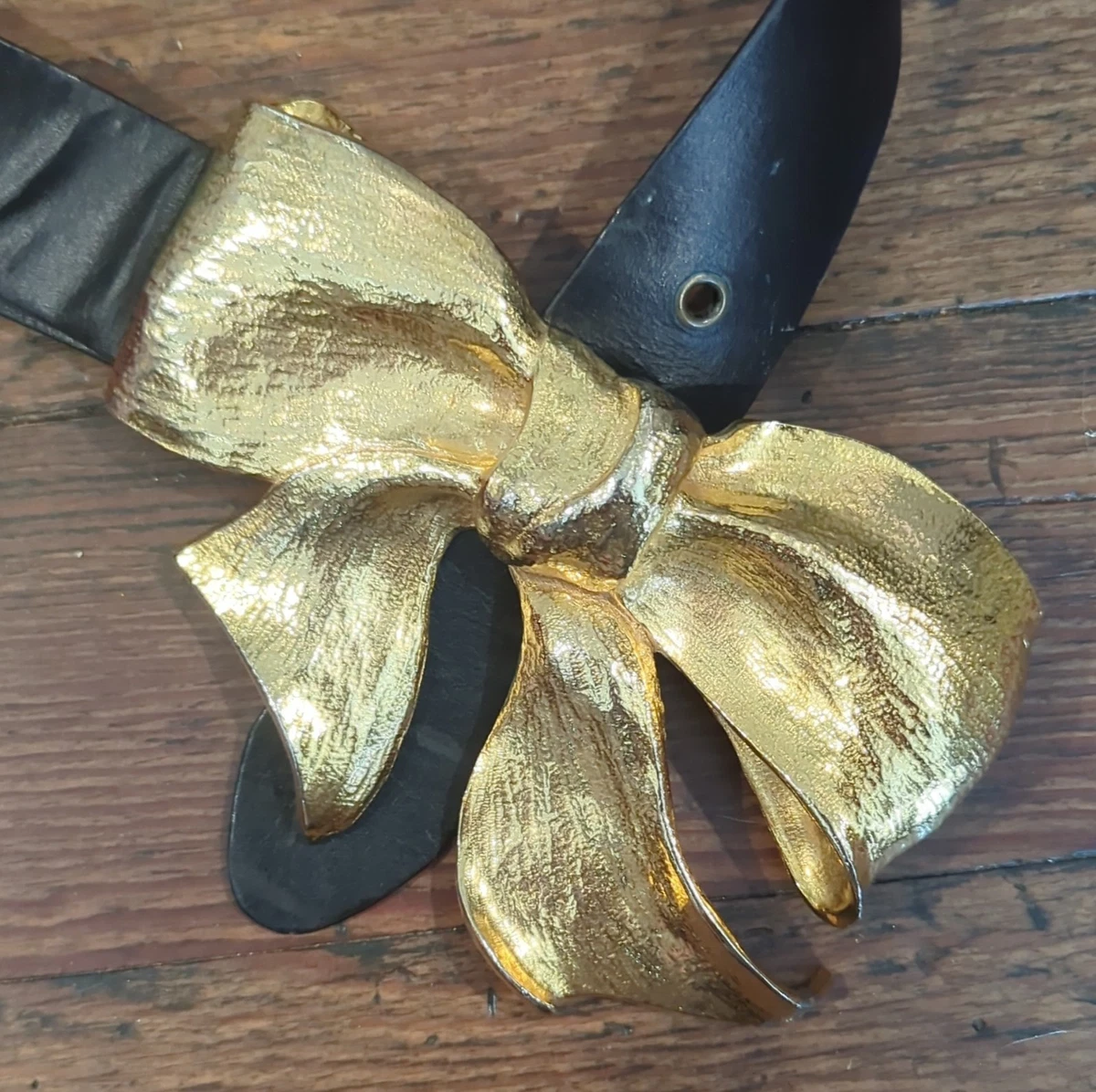 Ceinture Vintage Christopher Ross - Boucle Tête De Bélier Laiton Doré - Taille 28 - Années 70