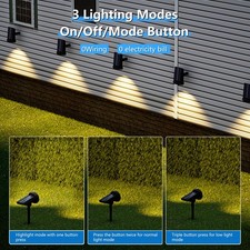 6x Solar Spot Lights 10LED Outdoor Garden Pathway Adjustable Stake Lamps 3 Modes