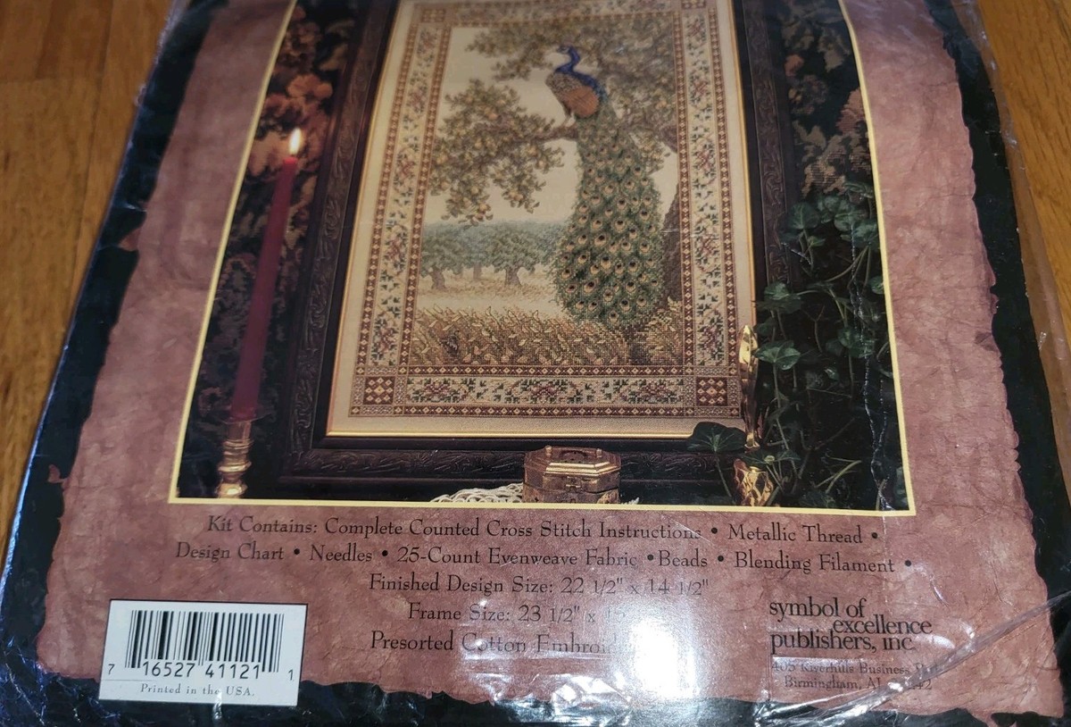 Teresa Wentzler Peacock Tapestry Counted Cross Stitch Kit Beads