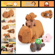 5Pcs Capybara Family Plush Set - 16.5" Mommy  4 Baby 6.6" Stuffed Toys, Cute Gi