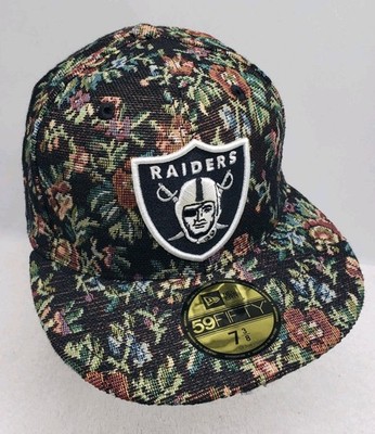 New Era NFL Las Vegas Raiders Floral Tapestry 59FIFTY Fitted Hat Cap Size 7 3/8
