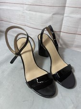 Tory Burch Patent Leather Ankle Strap Heels Sandals Black Womens Size 8 M
