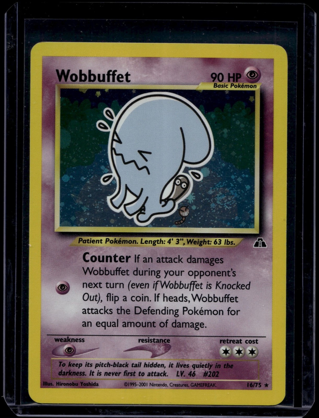 Pokemon TCG Wobbuffet 16/75 Neo Discovery Holo Rare Swirl LP