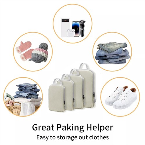 4Pcs Compression Bags Organiser Suitcases Packing Cubes Storage Luggage UK