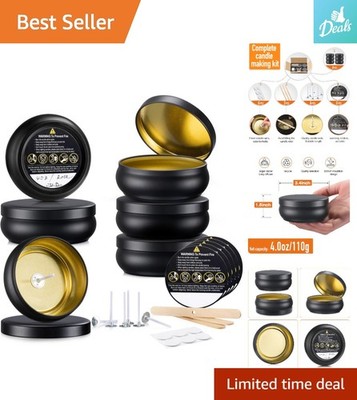 Versatile 6-Pack Matte Black Candle Jars with Pre-Cut Wicks for DIY Projects